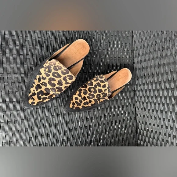 HalogenLeopard Mules SHOES CALF HAIR LEOPARD SLIP ONS BOHO Sz 8 - Picture 4 of 7